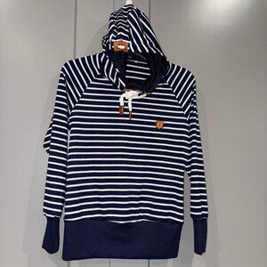 Naketano Men’s Blue Striped Hoodie Pullover Size S